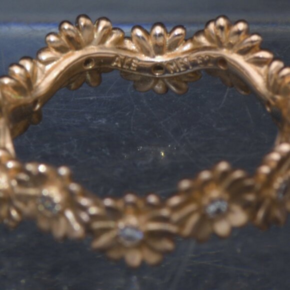 Pandora - Vintage 14k Rose Gold Plated CZ Daisy Crown Band - Size 6 - Picture 4 of 4